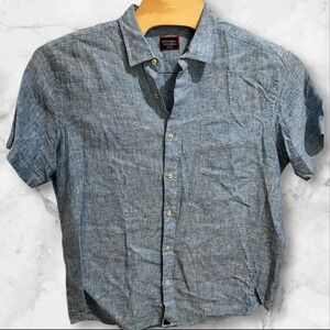 Untuckit Shirt Men XX-Large‎  Blue Button Up Short Sleeve Linen Casual Preppy